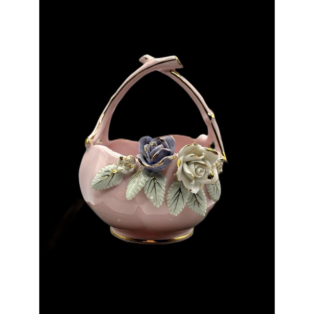 Vintage Norcrest Fine China Flower Basket Japan 6/3 41 MCM